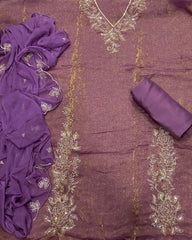 Pure Viscose Burberry Suit Set with Sequence & Zari Thread Work - Yanchi