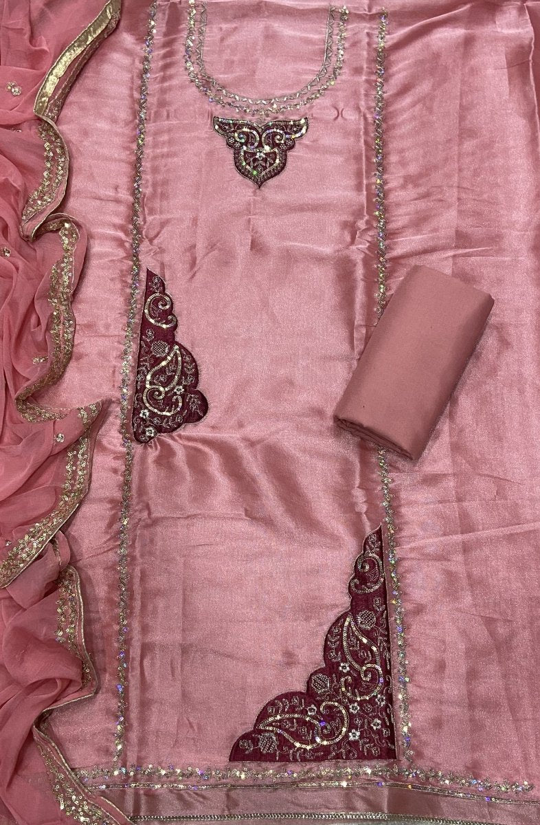 Pure Viscose Shimmer Suit Set with Sequence & Zari Thread Work - Yanchi