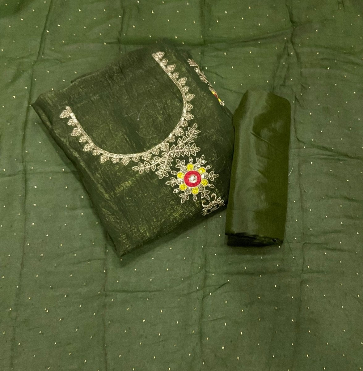 Radiant Crunchy Suit Set with Zari Thread & Sequins Work - Yanchi