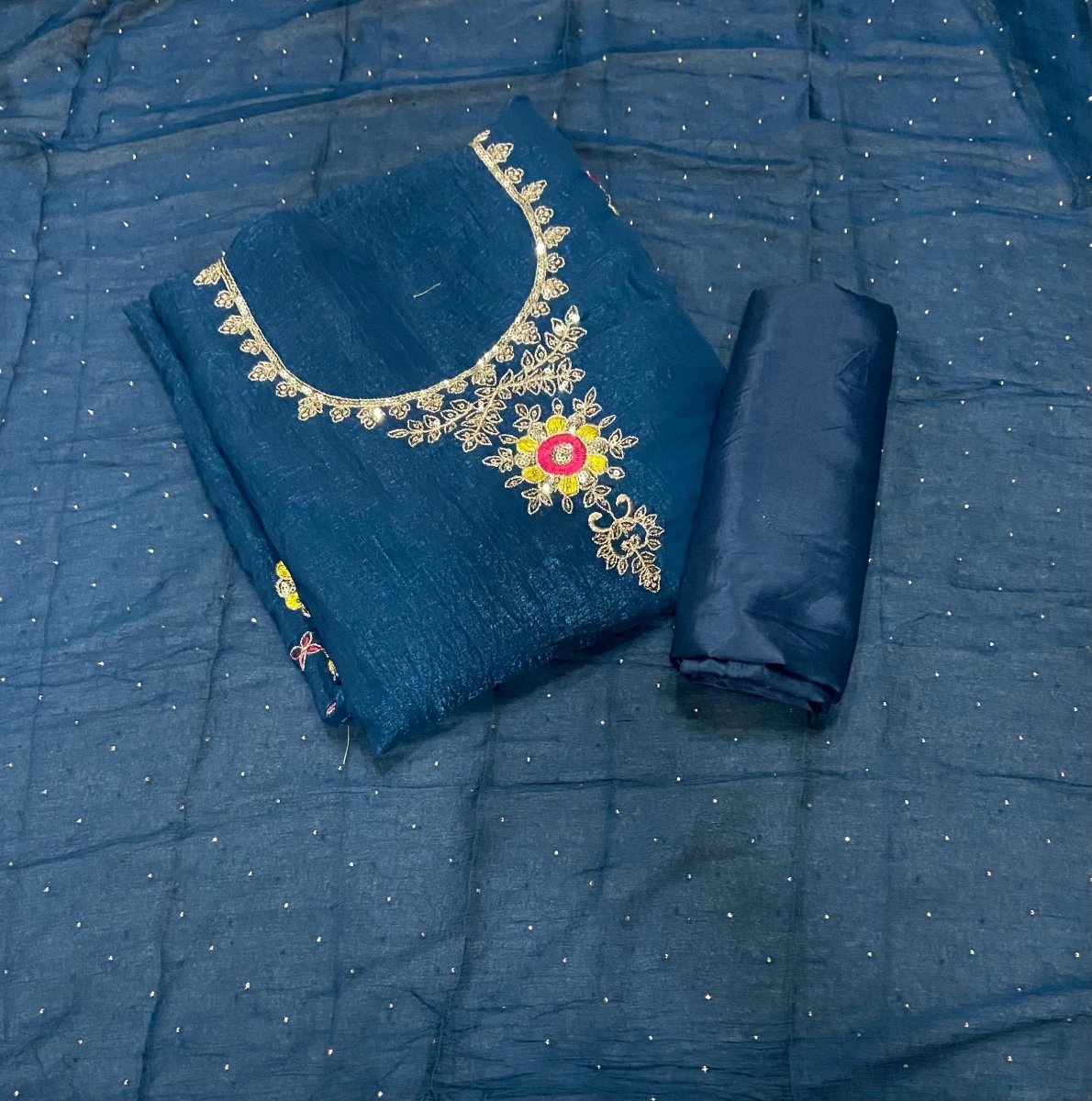 Radiant Crunchy Suit Set with Zari Thread & Sequins Work - Yanchi