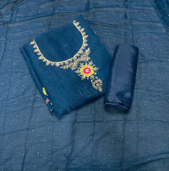 Radiant Crunchy Suit Set with Zari Thread & Sequins Work - Yanchi