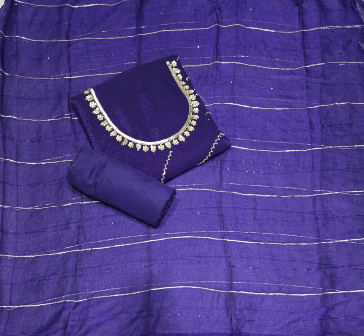 Radiant Gold Crush Crunchy Beads Work Suit Set - Yanchi