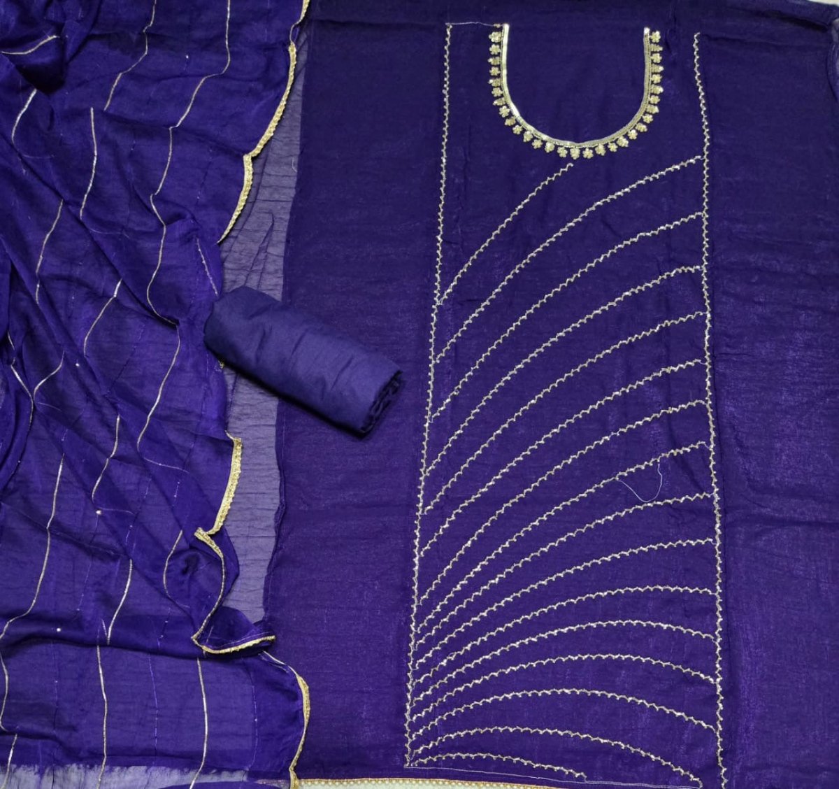 Radiant Gold Crush Crunchy Beads Work Suit Set - Yanchi