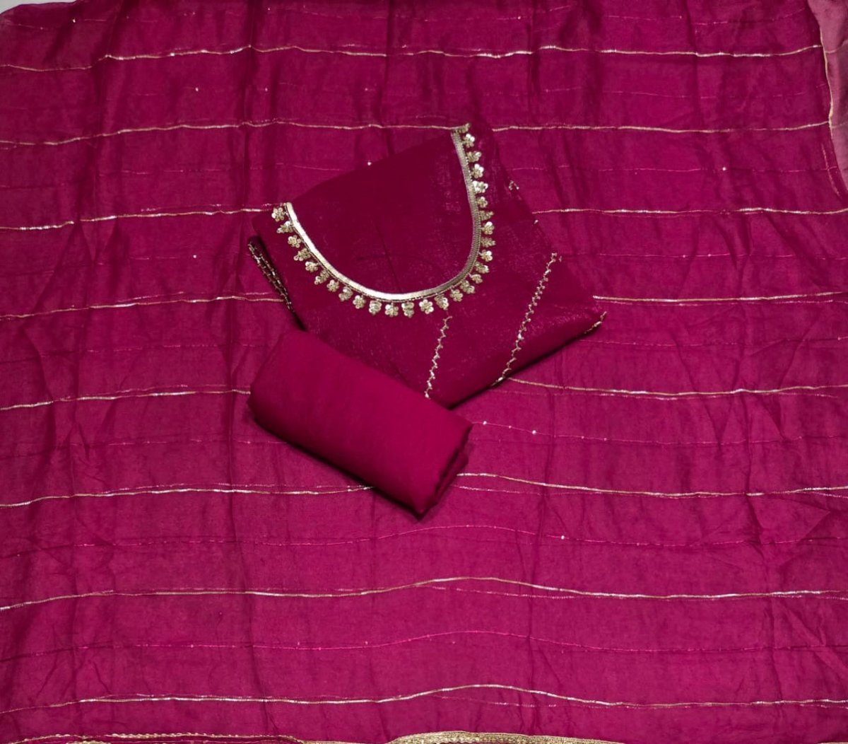 Radiant Gold Crush Crunchy Beads Work Suit Set - Yanchi