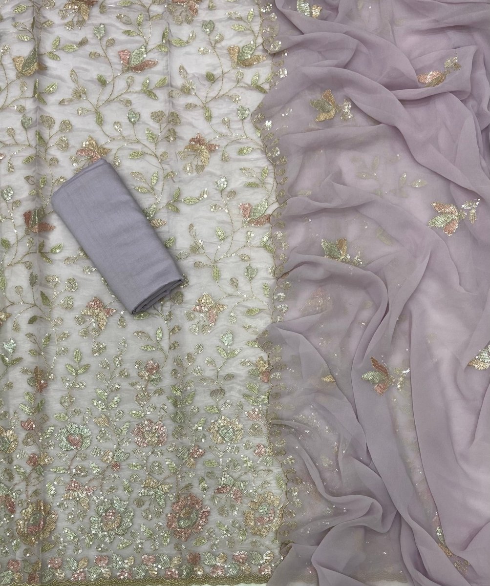 Radiant Gold Crush Suit Set With Heavy Sequins Work - Yanchi