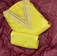 Radiant Gold Crush Zari Work Suit Set - Yanchi