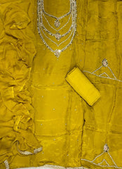 Ranihaar Glass Organza Suit Set with Heavy Pearl & Real Mirror Work(Sleeves Work) - Yanchi