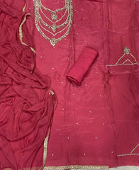 Ranihaar Glass Organza Suit Set with Heavy Pearl & Real Mirror Work(Sleeves Work) - Yanchi