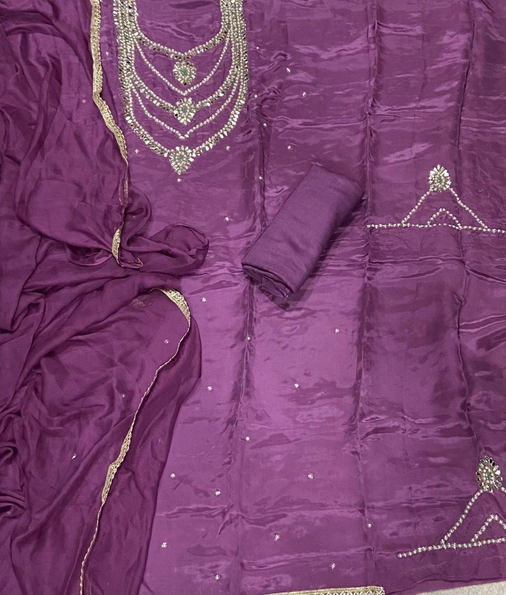 Ranihaar Glass Organza Suit Set with Heavy Pearl & Real Mirror Work(Sleeves Work) - Yanchi