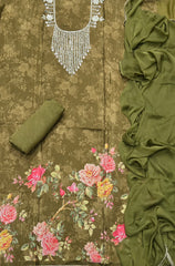 Fancy Muslin Suit Set with Real Mirror & Pearl Work