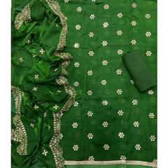 Pure Skylon Suit Set with Zari & sequence Work