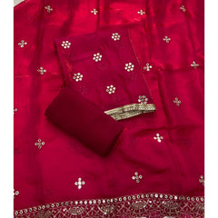 Pure Skylon Suit Set with Zari & sequence Work