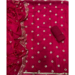 Pure Skylon Suit Set with Zari & sequence Work