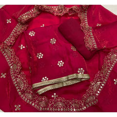 Pure Skylon Suit Set with Zari & sequence Work
