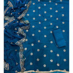 Pure Skylon Suit Set with Zari & sequence Work