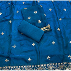 Pure Skylon Suit Set with Zari & sequence Work
