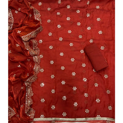 Pure Skylon Suit Set with Zari & sequence Work