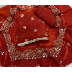 Pure Skylon Suit Set with Zari & sequence Work