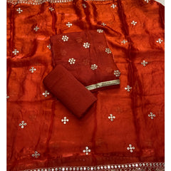 Pure Skylon Suit Set with Zari & sequence Work