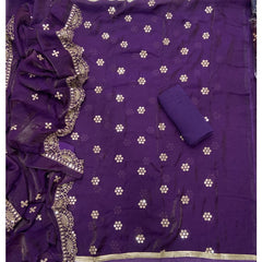 Pure Skylon Suit Set with Zari & sequence Work