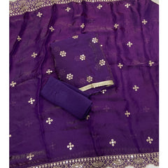 Pure Skylon Suit Set with Zari & sequence Work