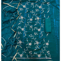 Crush Silk Suit Set with Zari & Sequins Work