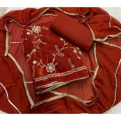 Crush Silk Suit Set with Zari & Sequins Work