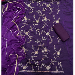 Crush Silk Suit Set with Zari & Sequins Work