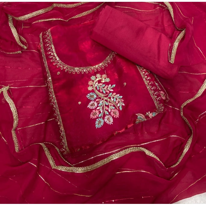 Classy Organza suit set with Mirror Work