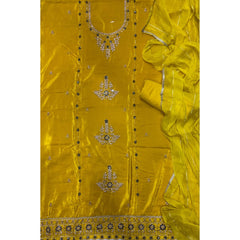 Classy Glass Organza Suit Set with Stone & Zari Thread Work