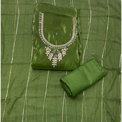 Classy Glass Organza Suit Set with Stone & Zari Thread Work
