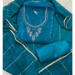 Classy Glass Organza Suit Set with Stone & Zari Thread Work
