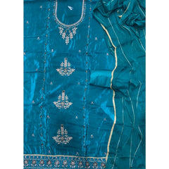 Classy Glass Organza Suit Set with Stone & Zari Thread Work