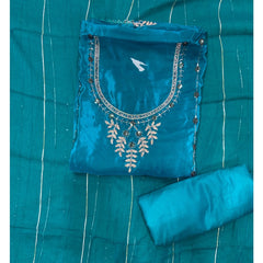 Classy Glass Organza Suit Set with Stone & Zari Thread Work
