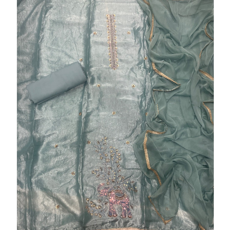 Glass Organza Silk Embroidery Suit Set