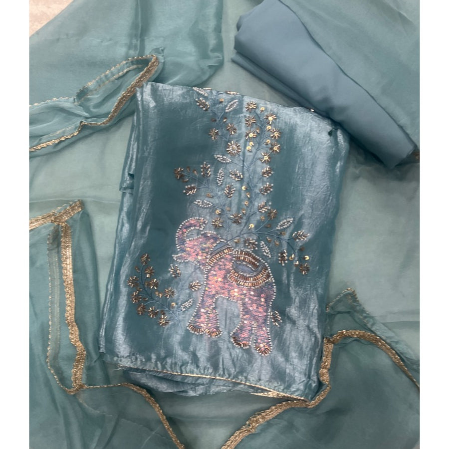 Glass Organza Silk Embroidery Suit Set