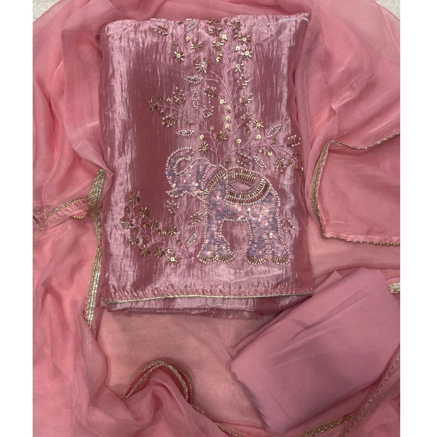 Glass Organza Silk Embroidery Suit Set