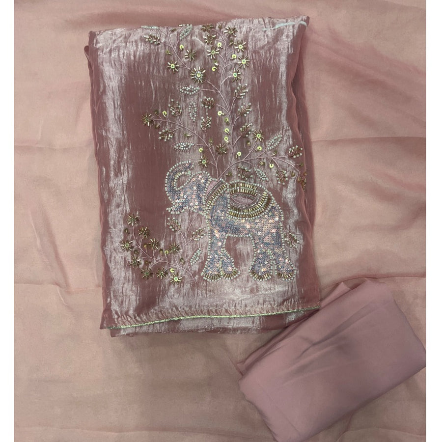 Glass Organza Silk Embroidery Suit Set