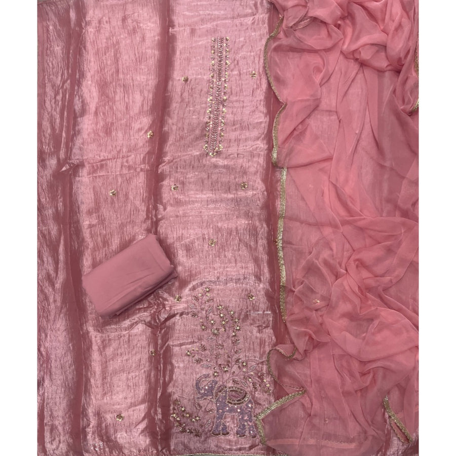 Glass Organza Silk Embroidery Suit Set