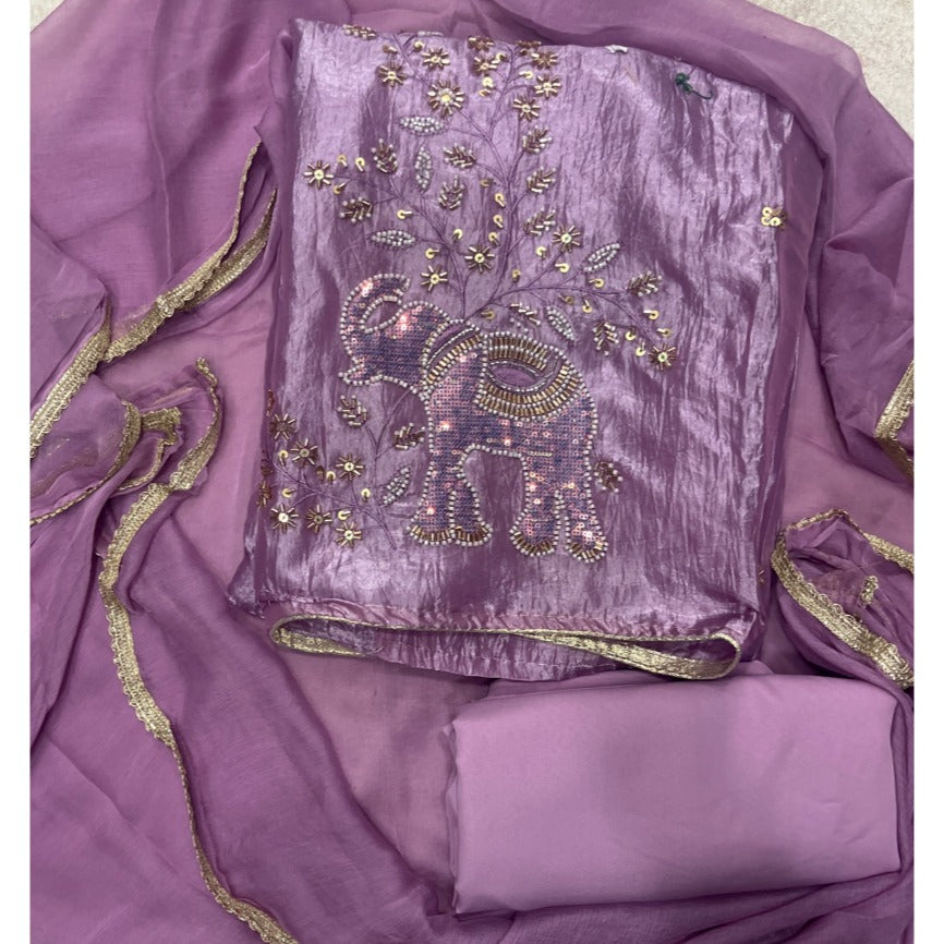 Glass Organza Silk Embroidery Suit Set