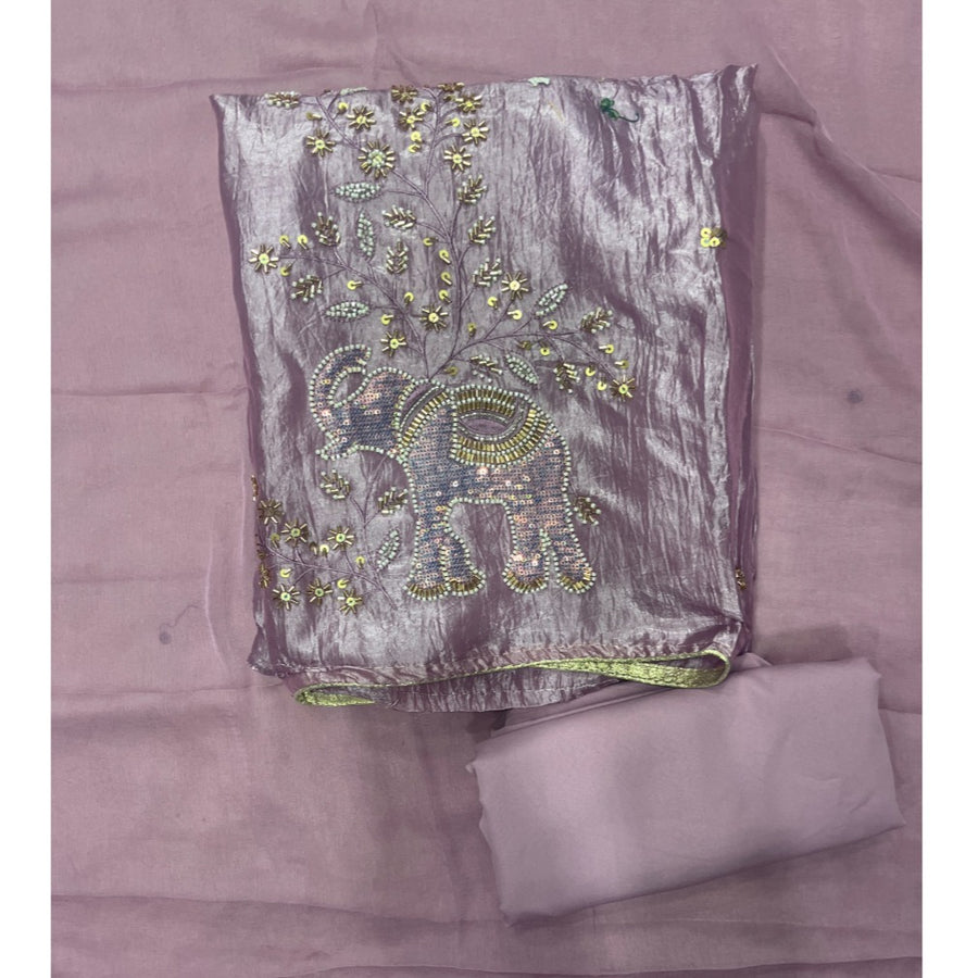 Glass Organza Silk Embroidery Suit Set
