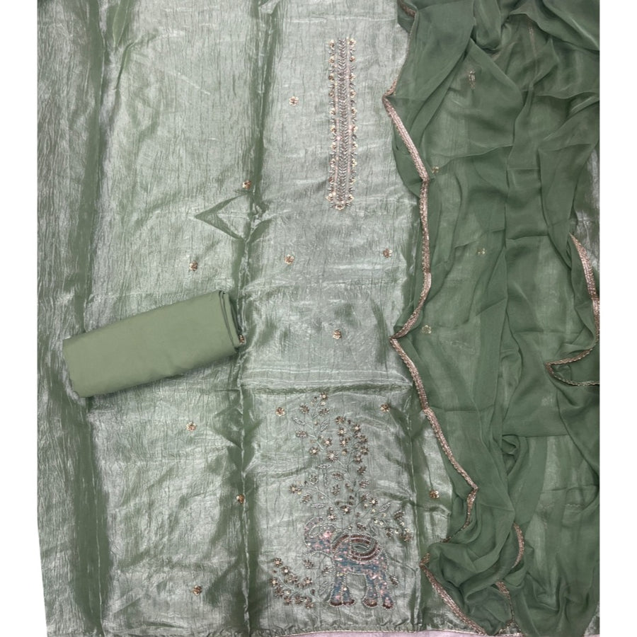 Glass Organza Silk Embroidery Suit Set