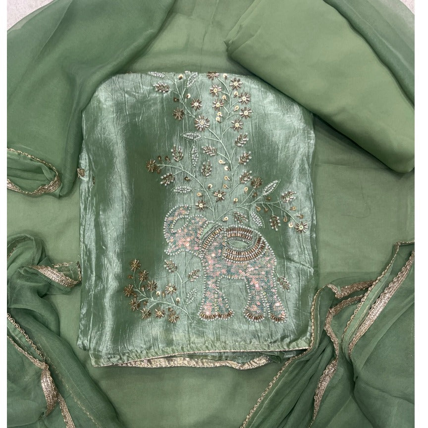 Glass Organza Silk Embroidery Suit Set