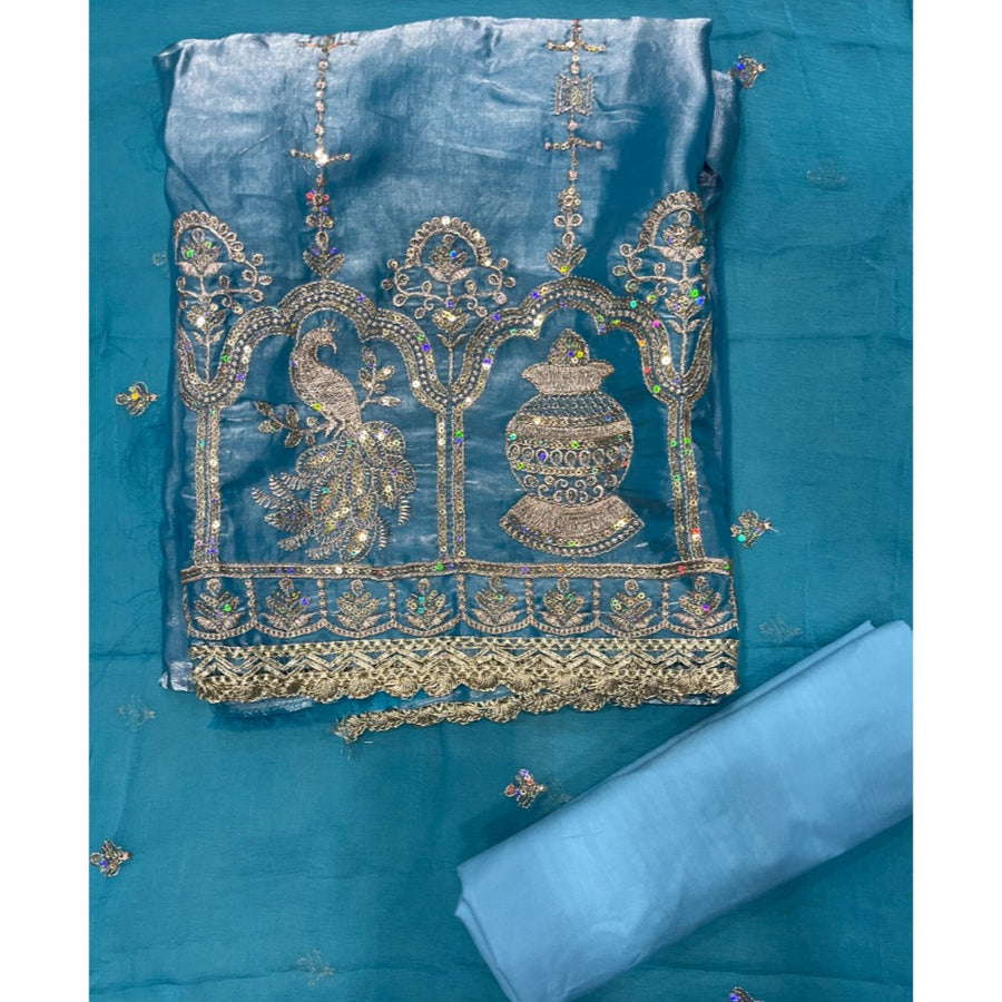 Glass Organza Silk Embroidery Suit Set