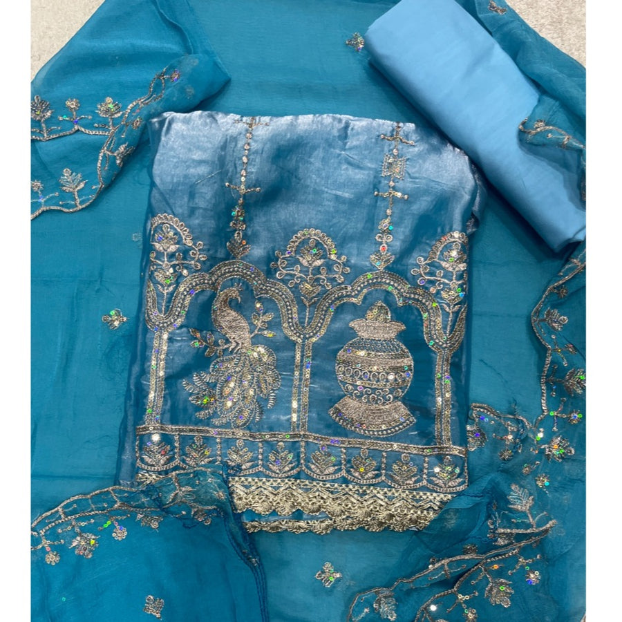 Glass Organza Silk Embroidery Suit Set