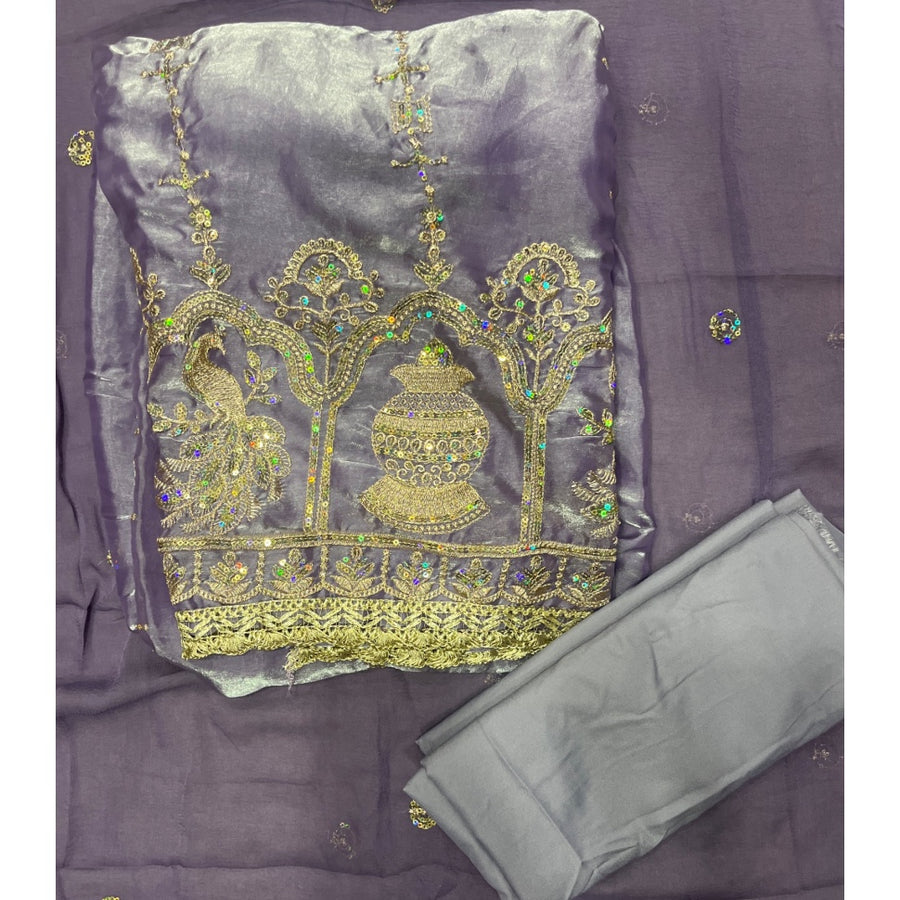 Glass Organza Silk Embroidery Suit Set