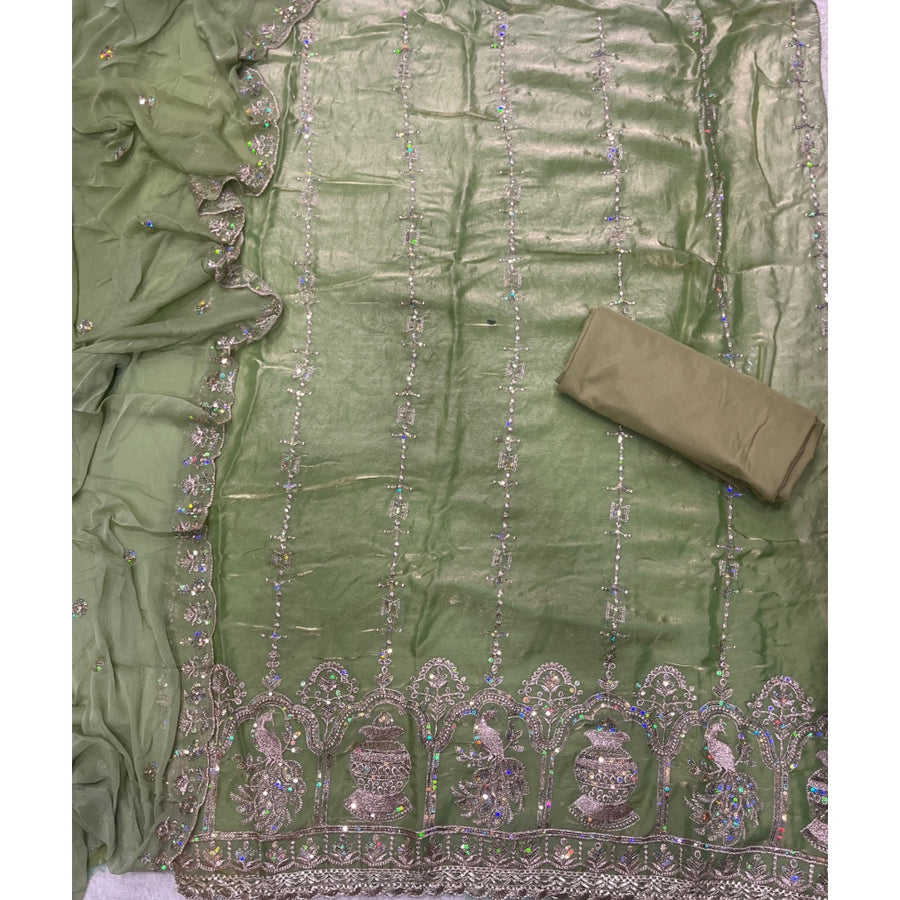 Glass Organza Silk Embroidery Suit Set