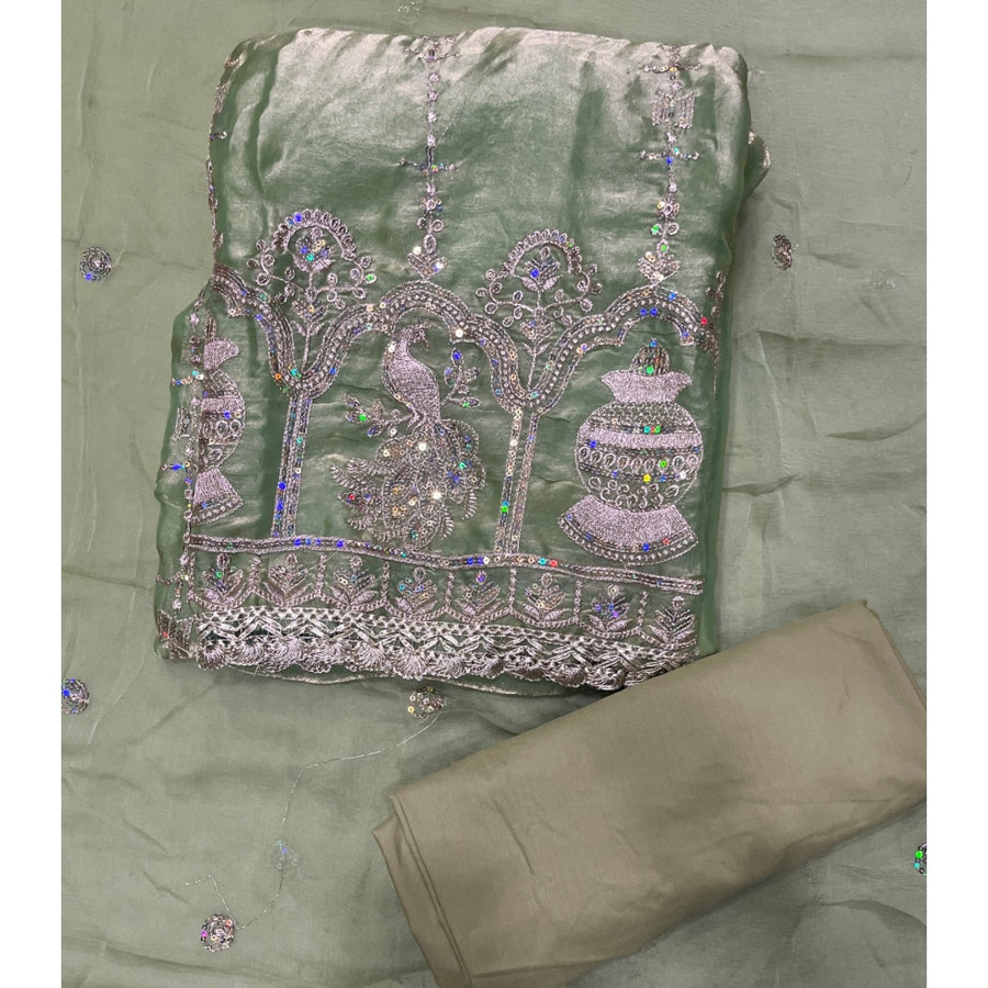 Glass Organza Silk Embroidery Suit Set