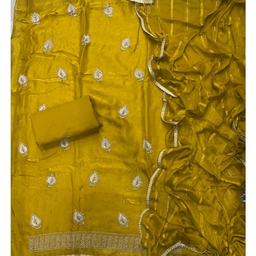 Glass Organza Silk Embroidery Suit Set