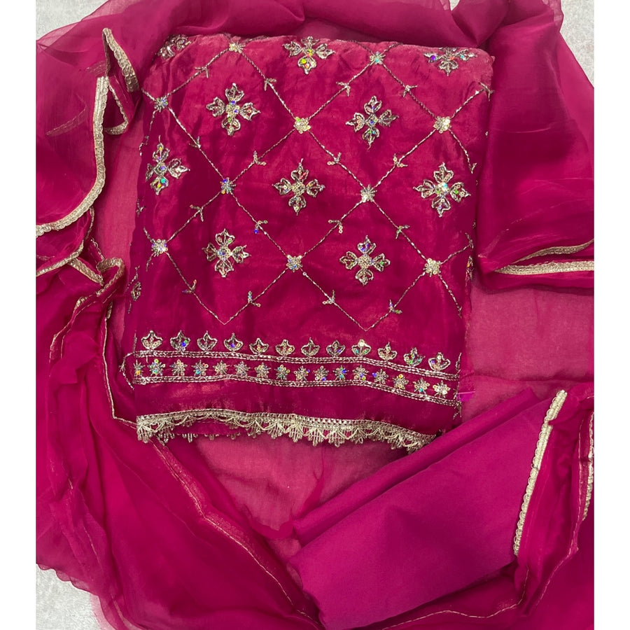 Crush Silk Embroidery Suit Set